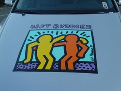 The Best Buddies logo signifies the friendship that everyone can extend to others and especially to those who need it most, the Intellectually Challenged and those who are different than ourselves.