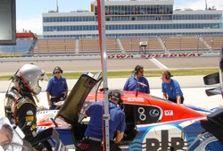 Mark Martin ready to get in the car on the Thursday practice day at Iowa Speedway.  He headed back to Chicagoland later in the day for NASCAR Nextel Cup practice.