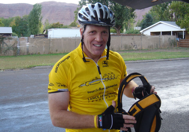 Randy after the 100 mile Moab Century ride for the Lance Armstrong Foundation