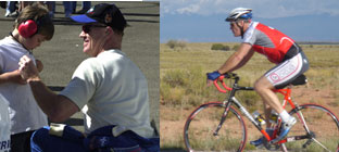 Randy signs autographs at the race, and rides when he can